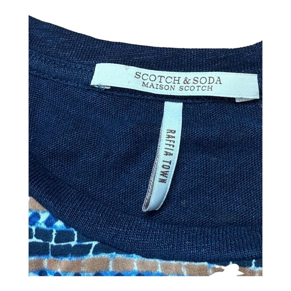 Scotch & Soda Maison Scotch Raffia Town Top XS Mixed Print Polyester Linen